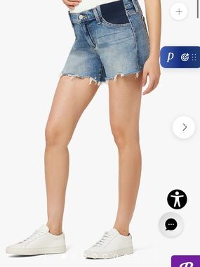 Joe's Jeans Light Blue Denim Maternity Shorts with Navy Belly Panel